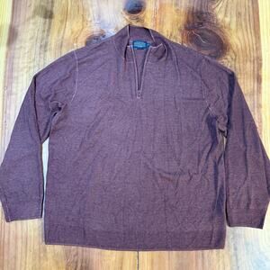 Pendleton Mens Merino Wool Pullover Sweater XXL Collared Knit Business Zip WW30